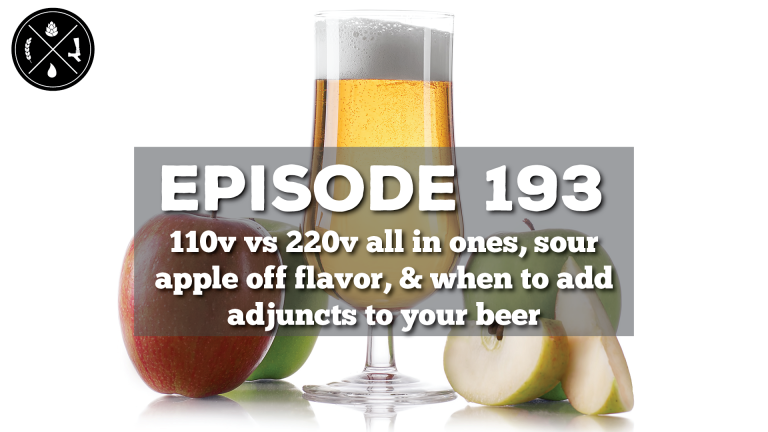 110v vs 220v all in ones, sour apple off flavor, & when to add adjuncts to your beer — Ep. 193